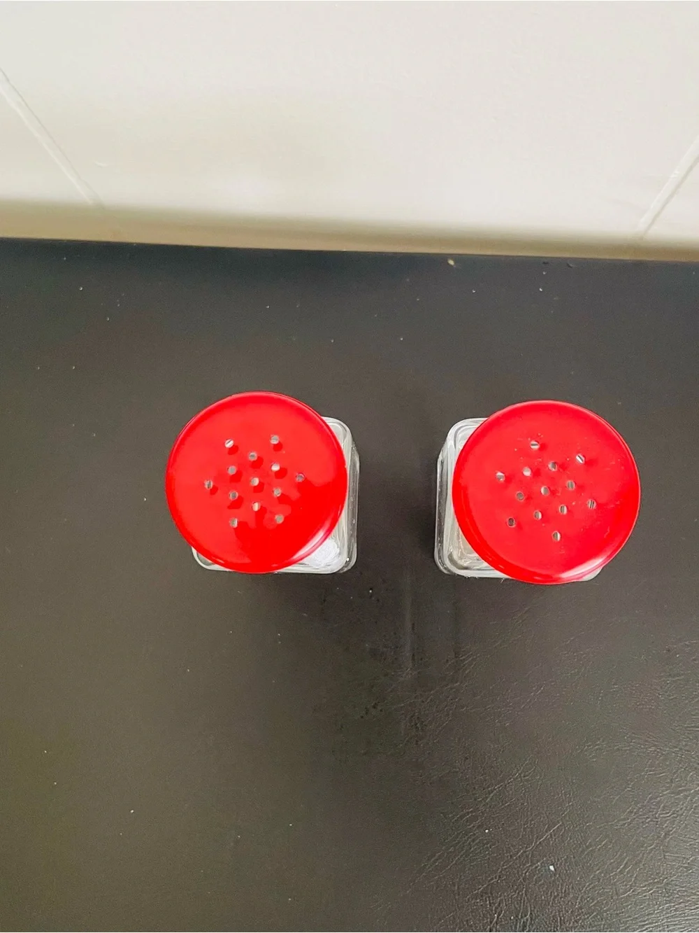 Classic Glass Salt & Pepper Shaker Set with Red Lids